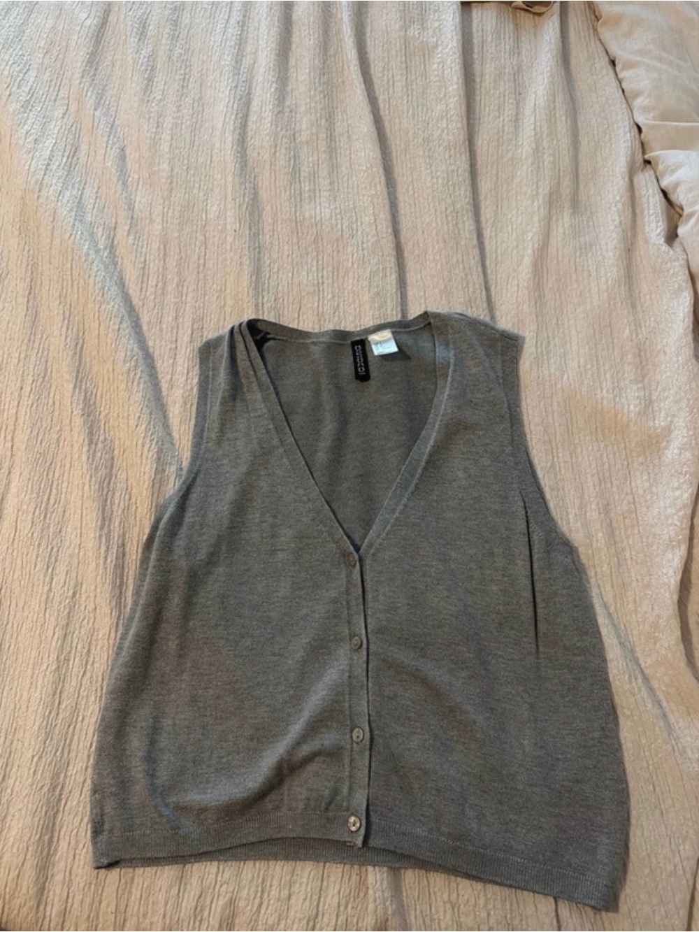 H&M Gray V-Neck Button Front Knit Tank Vest